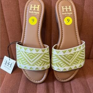 Haute Hippie Green Patterned Women's Sandals, Size 9, NWT